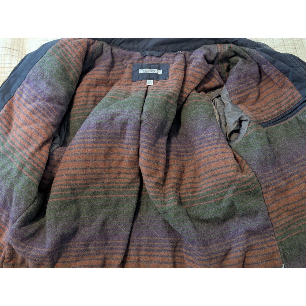 Toad & Co Kenai Quilted Chore Utility Jacket Navy Canvas Shell Wool Lining Sz L - Picture 10 of 10